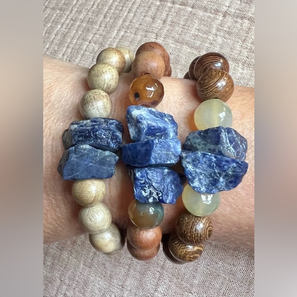 Handmade stretch bracelets, set of 3